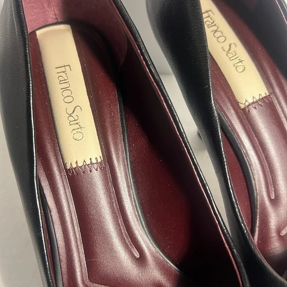 👡Franco Sarto Womens Pump Heel Black Leather Dressy Slip On High 7.5 New - Picture 3 of 7